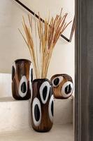 J-Line vaas Izzy - glas - wit|bruin - small - Ø 14 cm - thumbnail