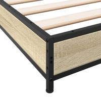 Bedframe bewerkt hout metaal sonoma eikenkleurig 120x200 cm - thumbnail