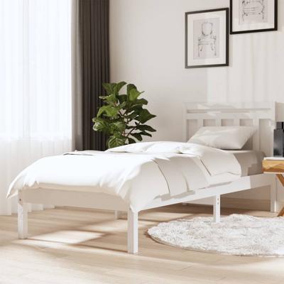 Bedframe massief grenenhout wit 100x200 cm