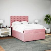 Boxspring met matras fluweel roze 160x200 cm - thumbnail
