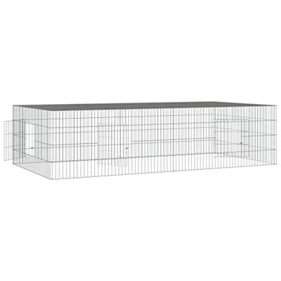 VidaXL Konijnenkooi met 2 panelen 220x110x55 cm gegalvaniseerd ijzer