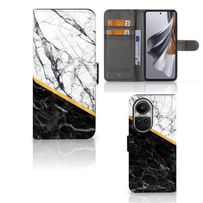 OPPO Reno10 | 10 Pro | Bookcase | Marmer Wit Zwart - Origineel Cadeau Man OPPO Reno10 | 10 Pro | Bookcase | Marmer Wit Zwart - Origineel Cadeau Man