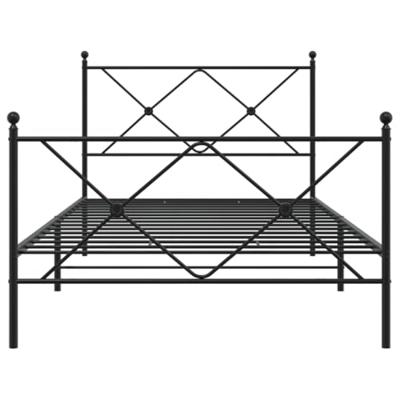 Bedframe met hoofd- en voeteneinde metaal zwart 107x203 cm