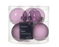 Kerstbal glas d6 cm kristal lila 6st kerst Decoris - Decoris - thumbnail