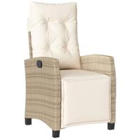 Tuinstoelen 2 st verstelbaar met voetensteun poly rattan beige - thumbnail