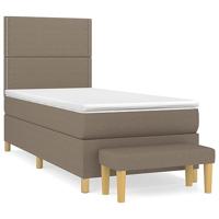 Boxspring met matras stof taupe 90x200 cm - thumbnail