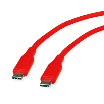 ROLINE USB 2.0 kabel, type C-C, ST/ST, siliconen, 60W, rood, 1 m
