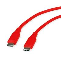 ROLINE USB 2.0 kabel, type C-C, ST/ST, siliconen, 60W, rood, 1 m - thumbnail
