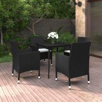 5-delige Tuinset met kussens poly rattan en glas - thumbnail