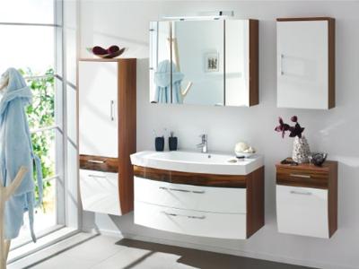 Badkamer kolomkast Ilse Walnoot Wit Curve