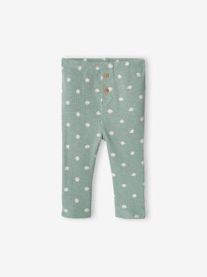 Effen geribbelde legging voor baby saliegroen Effen geribbelde legging voor baby saliegroen