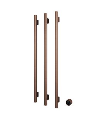 Hotbath &MORE set van 3 rails RARV135 ROUND135 cm met separate schakelaar en inbouw element Geborsteld Koper PVD (RARV135-3BCP)