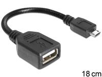 Delock 83293 Kabel USB micro-B male > USB 2.0-A female OTG flexibel 15cm - thumbnail