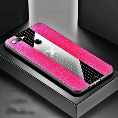 Voor OPPO A7 XINLI stiksels doek Textue schokbestendig TPU beschermhoes (rood)