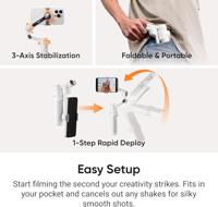 Insta360 Flow 2 Pro Standaard 3-assige opvouwbare stabilisator wit - thumbnail