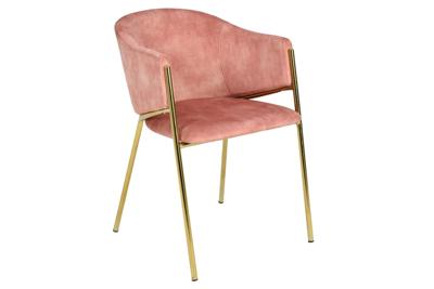 Design Stoel NOBLESSE rosé fluweel goud verchroomd metalen frame retro look - 47583