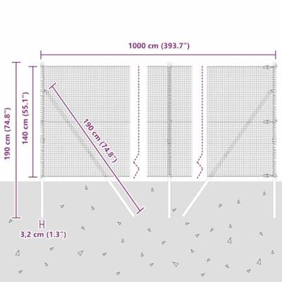 VidaXL Afrasteringspaal grijs 10 x 1,4 m (19 x 19 mm gaas)
