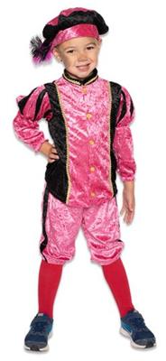 Piet kostuum kind velours roze/zwart