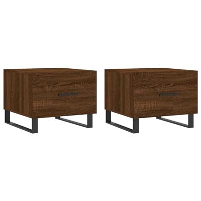 Salontafels 2 st 50x50x40 cm bewerkt hout bruin eikenkleur