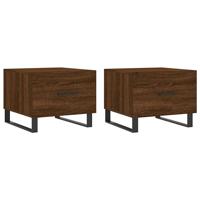 Salontafels 2 st 50x50x40 cm bewerkt hout bruin eikenkleur - thumbnail