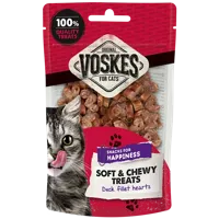 Voskes Soft & Chewy eendenfilet hartjes kattensnack (60 g) 5 stuks - thumbnail