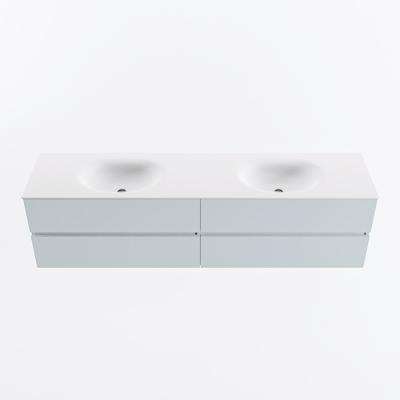 MONDIAZ VICA 190cm badmeubel onderkast Clay 4 lades. Wastafel MOON dubbel zonder kraangat, kleur Talc.