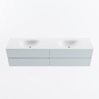 MONDIAZ VICA 190cm badmeubel onderkast Clay 4 lades. Wastafel MOON dubbel zonder kraangat, kleur Talc. - thumbnail