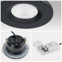 Set van 3 Venezia LED inbouwspots - 6 Watt 650 lumen - 2700K warm wit - Dimbaar - Rond - IP65 waterdicht - Zwart - Voor binnen, buiten en badkamer - thumbnail