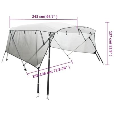 VidaXL Biminitop 4 bogen met mesh zijwanden 243x(185-198)x137 cm