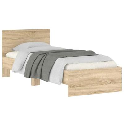 Bedframe met hoofdbord zonder matras sonoma eiken 90x200 cm