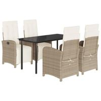 5-delige Tuinset met kussens poly rattan beige - thumbnail
