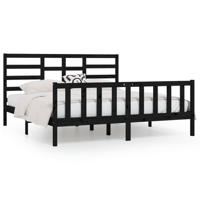 Bedframe massief grenenhout zwart 200x200 cm - thumbnail