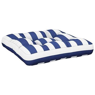 VidaXL Palletkussen gestreept 60x60x12 cm stof blauw en wit - thumbnail