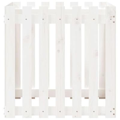 VidaXL Plantenbak met hekontwerp 70x70x70 cm massief grenenhout wit