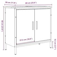 Wastafelkast 60x30x60 cm bewerkt hout artisanaal eikenkleurig - thumbnail