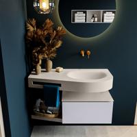 MONDIAZ RIVA 100cm badmeubel onderkast / planchet kleur Cale met 1 lade. Wastafel DULCET rechts 0 kraangaten kleur Linen. - thumbnail