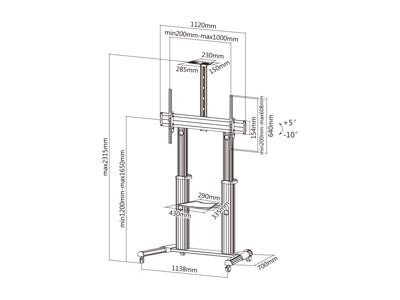 Equip 650605 100 Portable flat panel floor stand Aluminium flat panel vloer standaard Equip 650605 100 Portable flat panel floor stand Aluminium flat panel vloer standaard