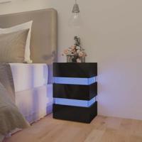 326846 Nachtkastje LED 45x35x67 cm bewerkt hout hoogglans zwart - thumbnail