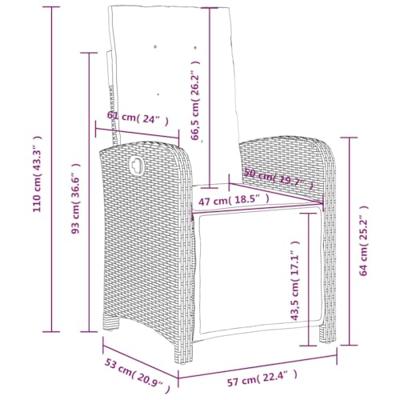 Tuinstoelen 2 st verstelbaar voetensteun poly rattan beige mix - thumbnail
