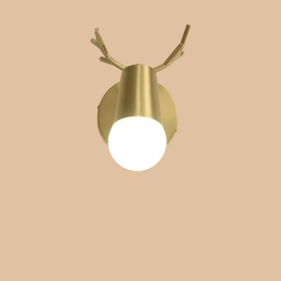 enkele hoofd muur licht koper gewei muur lamp spiegel koplamp woonkamer trap licht creatieve slaapkamer bed lamp (warm licht 5W)