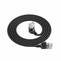 ACT Zwarte 0.25 meter U/UTP CAT6A LSZH slimline patchkabel met RJ45 connectoren. recht naar 90° haa - thumbnail