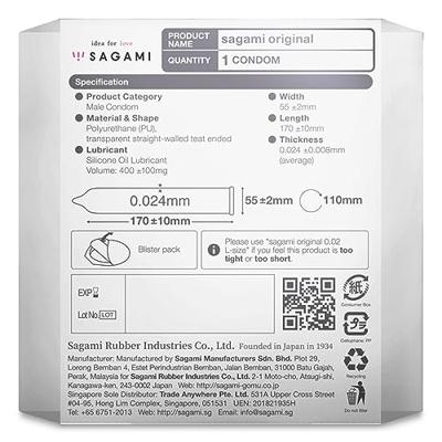 Sagami Original 0.02 (55mm) - Ultradunne Latexvrije Condooms per stuk