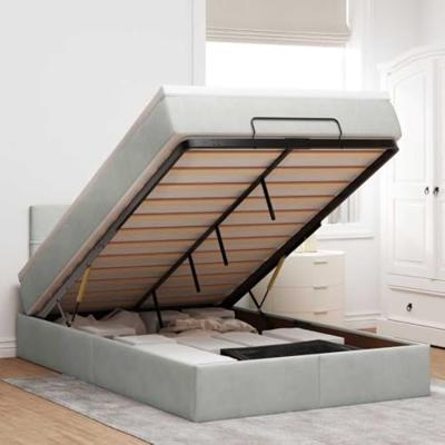 Ottoman bed met matras 120x200 cm fluweel lichtgrijs