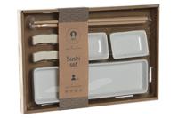 Sushi-set DKD Home Decor 24 x 7 x 2 cm Natuurlijk Wit Keramiek Orientaals - thumbnail