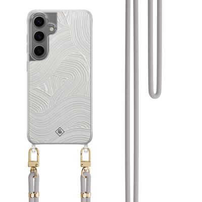 Samsung Galaxy S24 Plus hoesje met grijs koord - Abstract waves