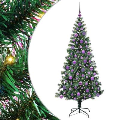 VidaXL Kunstmatig voorverlicht kerstboom groen 180 cm pvc en metaal