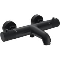 Wiesbaden Ribbd Thermostatische Badmengkraan - Mat Zwart - 15cm HOH - thumbnail