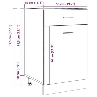Onderkast met lade Lyon 50x46x81,5 cm bewerkt hout artisanaal eiken