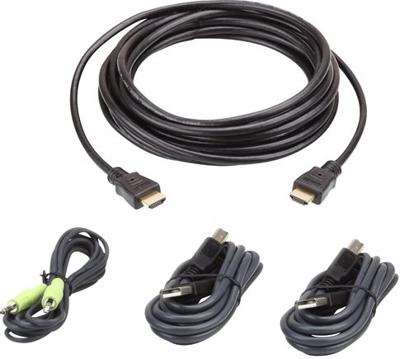 ATEN KVM Aansluitkabel [1x HDMI-stekker, USB-A 2.0 stekker, Jackplug male 3,5 mm - 1x HDMI-stekker, Jackplug male 3,5 mm, USB 2.0 bus B] 3.00 m Zwart