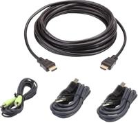 ATEN KVM Aansluitkabel [1x HDMI-stekker, USB-A 2.0 stekker, Jackplug male 3,5 mm - 1x HDMI-stekker, Jackplug male 3,5 mm, USB 2.0 bus B] 3.00 m Zwart - thumbnail